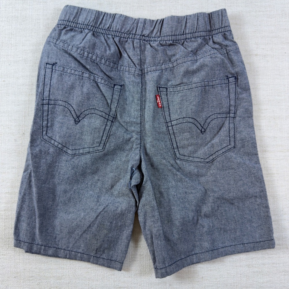 Levis Boys Blue Chambray Pull On Shorts Elastic Waist Size 6 Regular A815-306